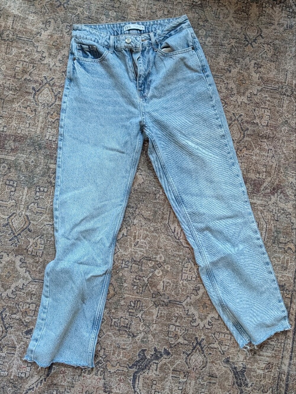 Zara Light Blue High-Rise Straight Jeans